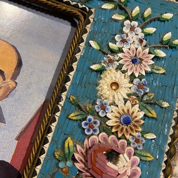 Rare Antique Victorian Italian Micro Mosaic Floral Photo Frame 1890s - Picture 5 of 7